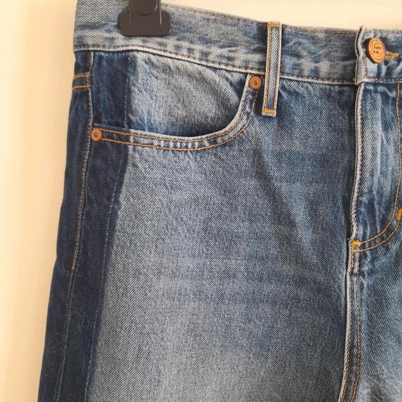 And/Or 28 UK 10 Selvedge Denim Westlake Wide Leg Cropped Jeans High Rise 2 Tone - Picture 2 of 12